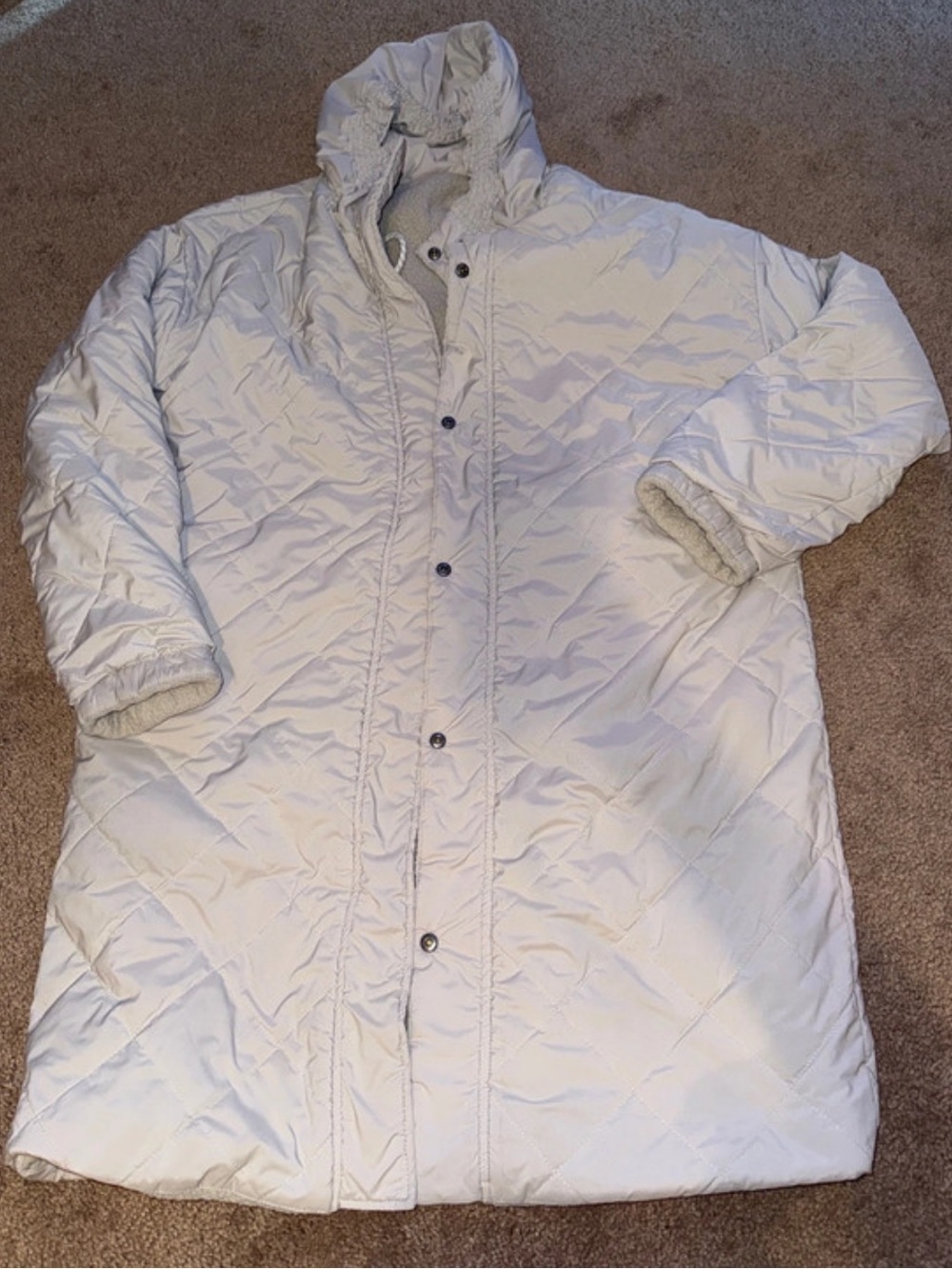Vuori Reversible Hooded Sherpa Trench Coat Size Small
